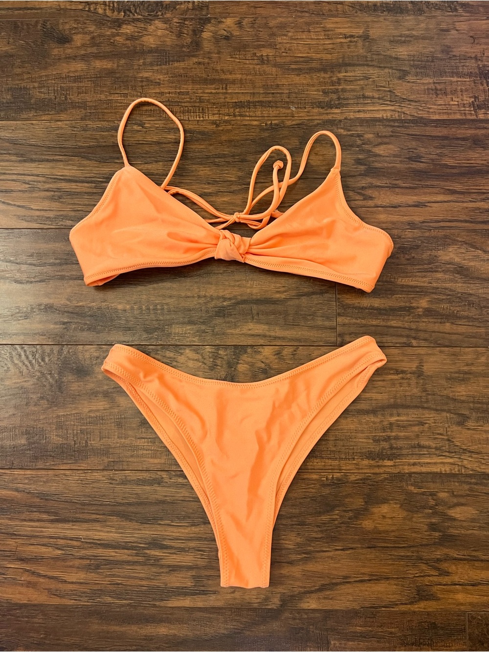 H&M Coral Orange Tie-Knot Bikini Set